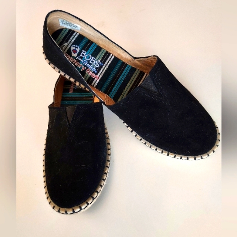 Sketchers Bob's black slip-on espadrilles, Faux suede, sz 10m